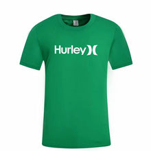 Load image into Gallery viewer, Summer New Men's Hurley Letter Print Round Neck Short Punk Sleeve T-shirt Black White