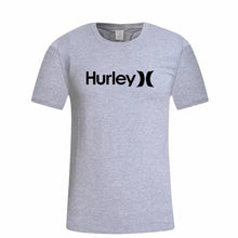 Load image into Gallery viewer, Summer New Men's Hurley Letter Print Round Neck Short Punk Sleeve T-shirt Black White
